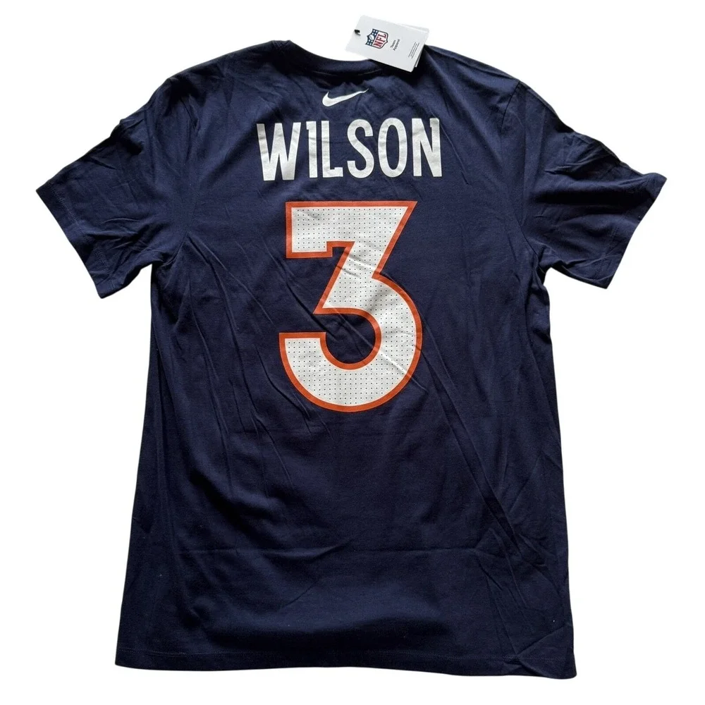 Nike NFL Denver Broncos Russell Wilson #3 Football T Shirt Mens M Navy Blue NWT - Picture 3 of 7